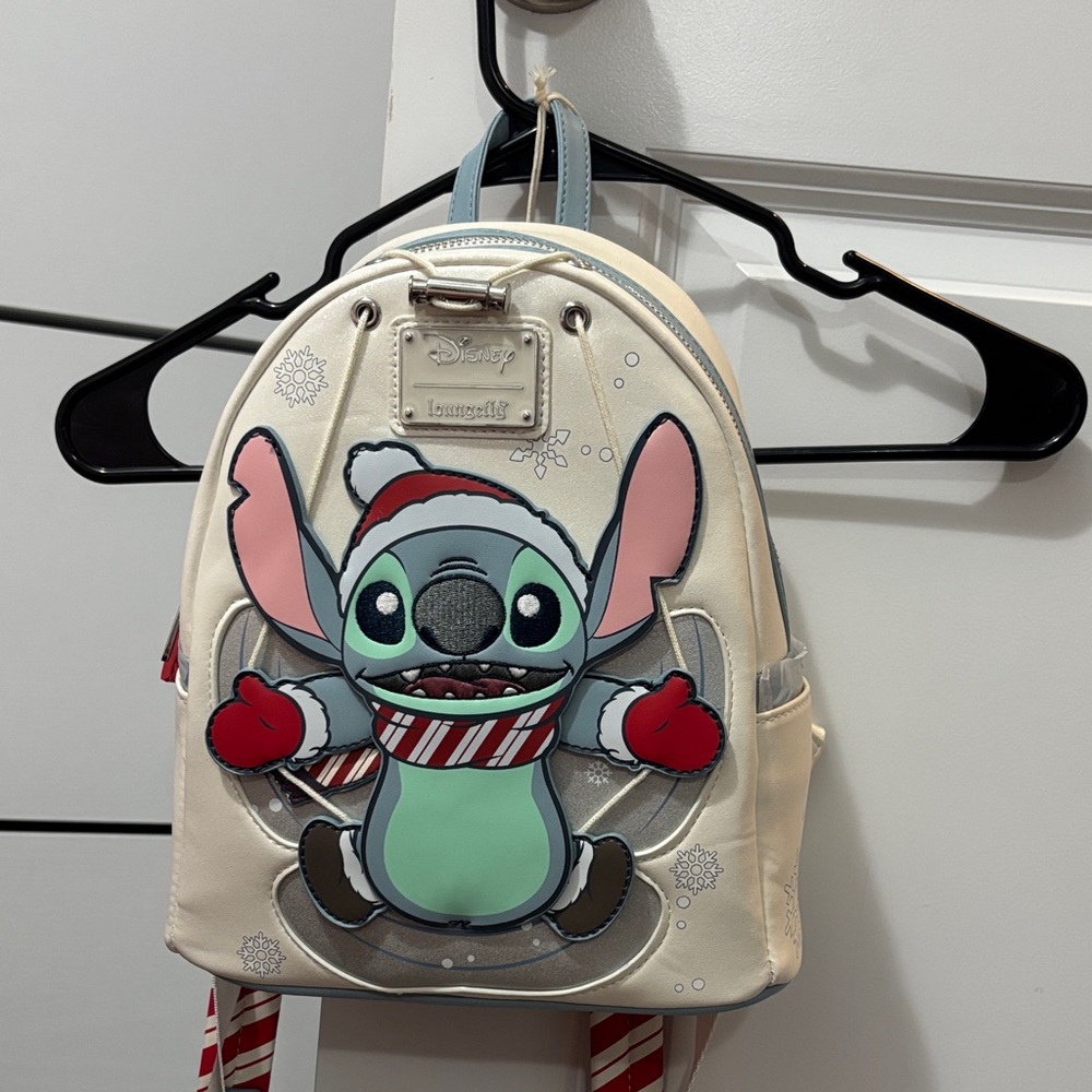 Loungefly Cream & Mint Stitch Holiday Mini Backpack